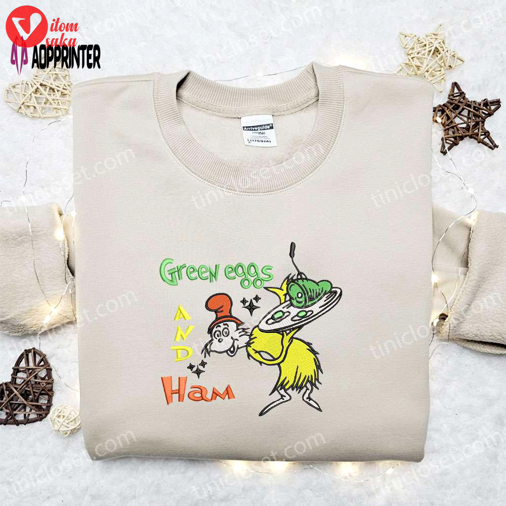 Get festive with green eggs & ham embroidered shirt & christmas sweatshirt – best gift ideas
