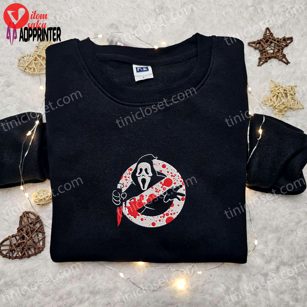 Ghostface buster embroidered sweatshirt: horror movie hoodie – best halloween gift ideas