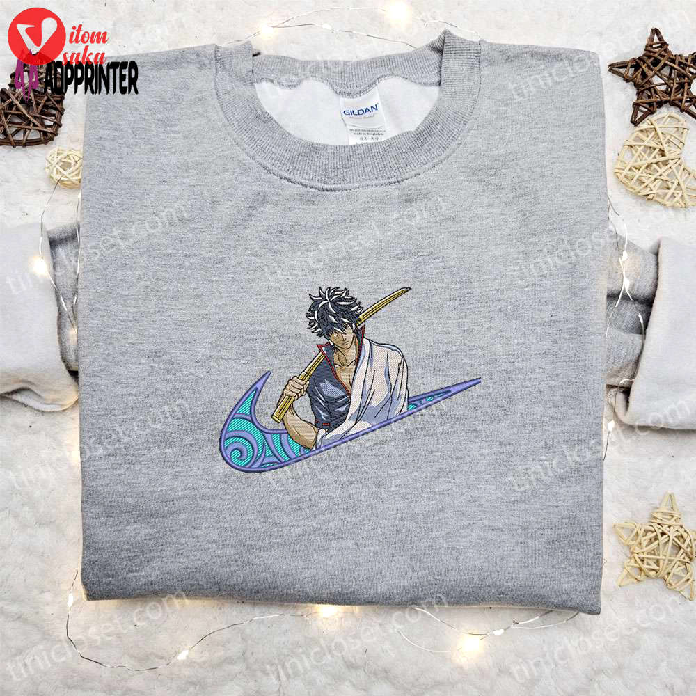 Gintoki sakata x swoosh embroidered sweatshirt: best gintama shirt for birthday gifts