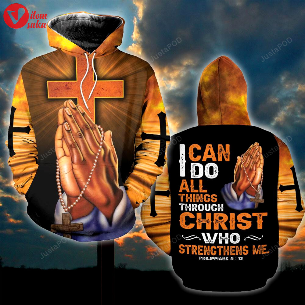 God cross i can do all things through christ 3d all print hoodie, zip- up hoodie
