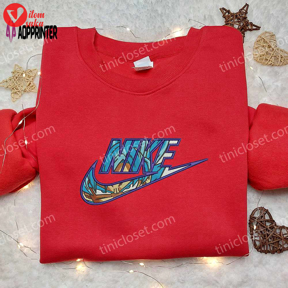 Goku blue x nike embroidered shirt – dragon ball & custom design
