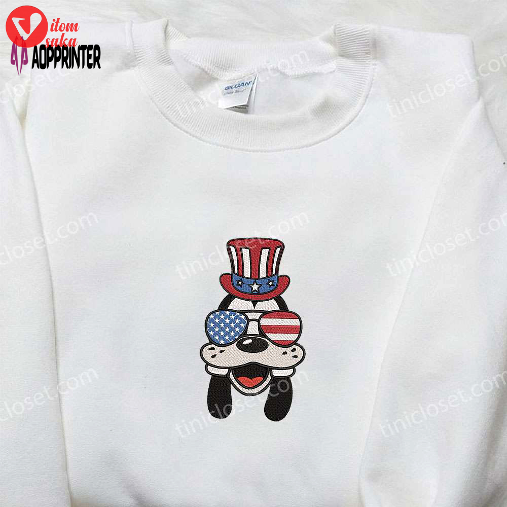 Goofy with american glasses embroidered shirt – disney patriotic shirts