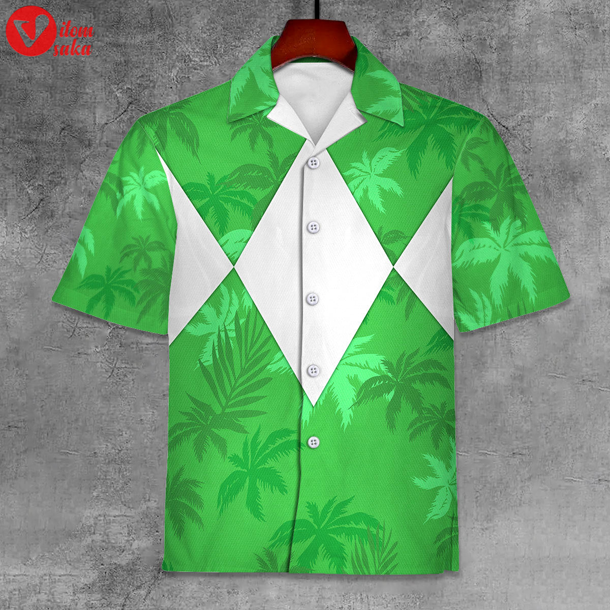 Green ranger x tommy vercetti hawaiian shirt & beach shorts – stormmerch exclusive