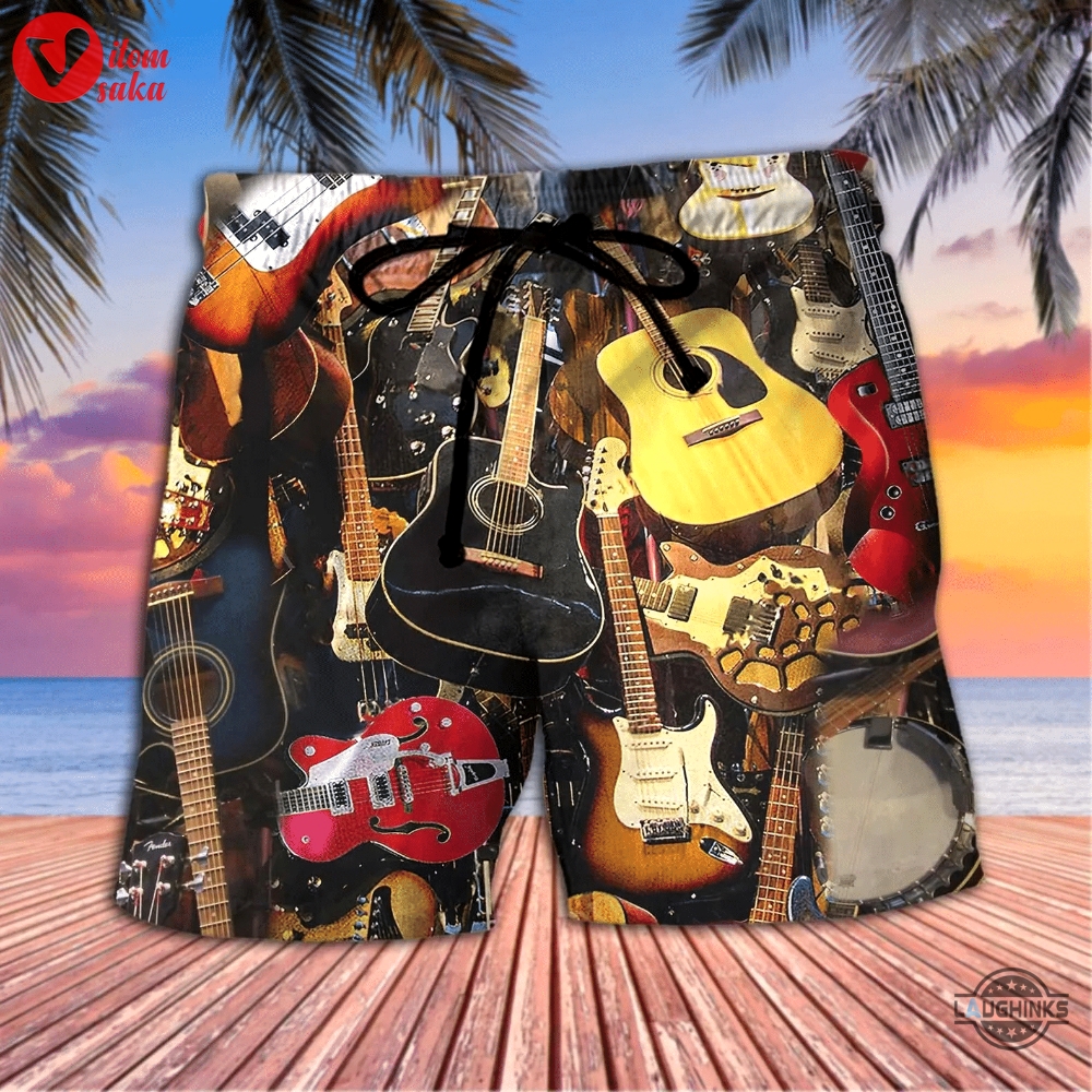 Guitarist guitar lover hawaiian shirt aloha summer beach button up shirts and shorts new