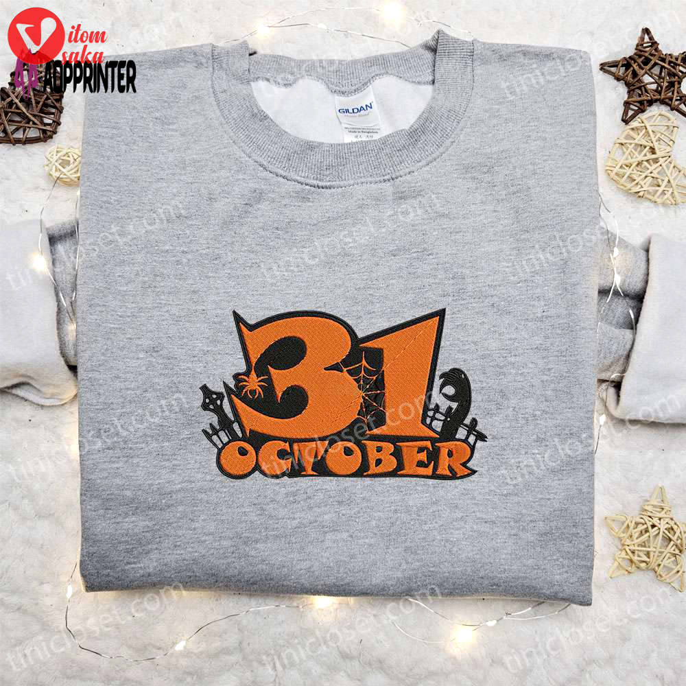 Halloween embroidered sweatshirt & hoodie: perfect gifts for family on 31 october party night