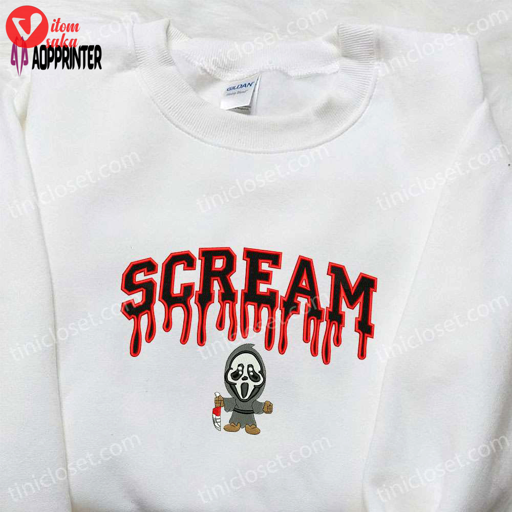 Halloween scream ghost embroidered shirt: spooky & best family gifts
