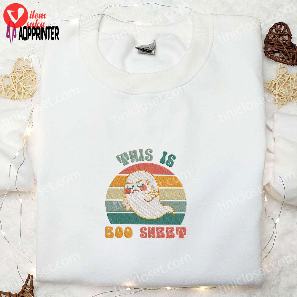 Halloween this is boo sheet embroidered shirt – cute halloween clothing