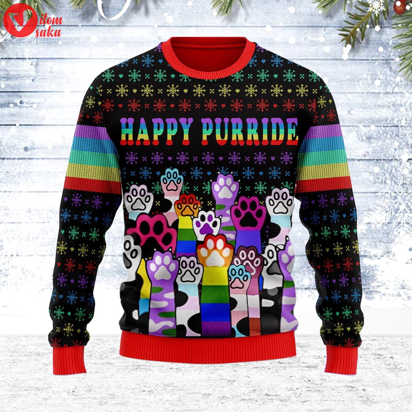 Happy purride lgbt ugly christmas sweater – stormmerch exclusive
