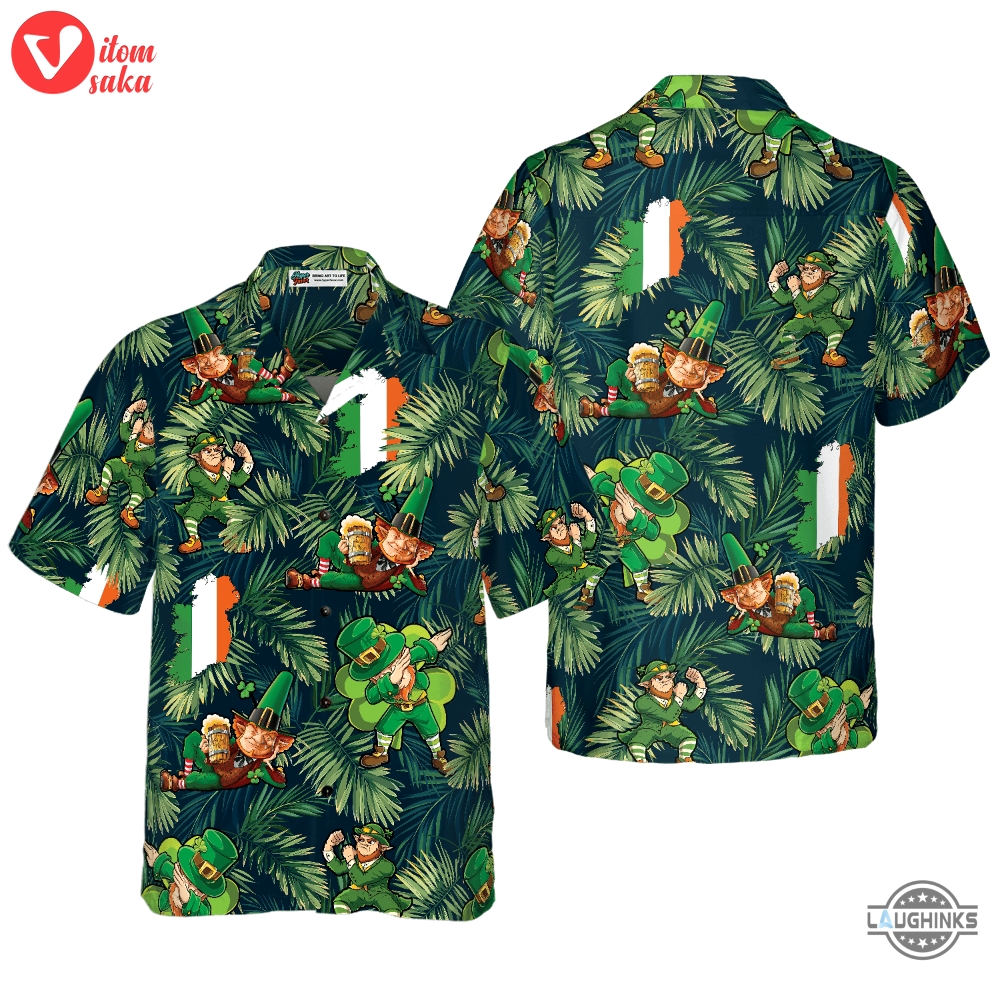 Happy saint patricks day irish leprechaun hawaiian shirt aloha summer beach button up shirts and shorts