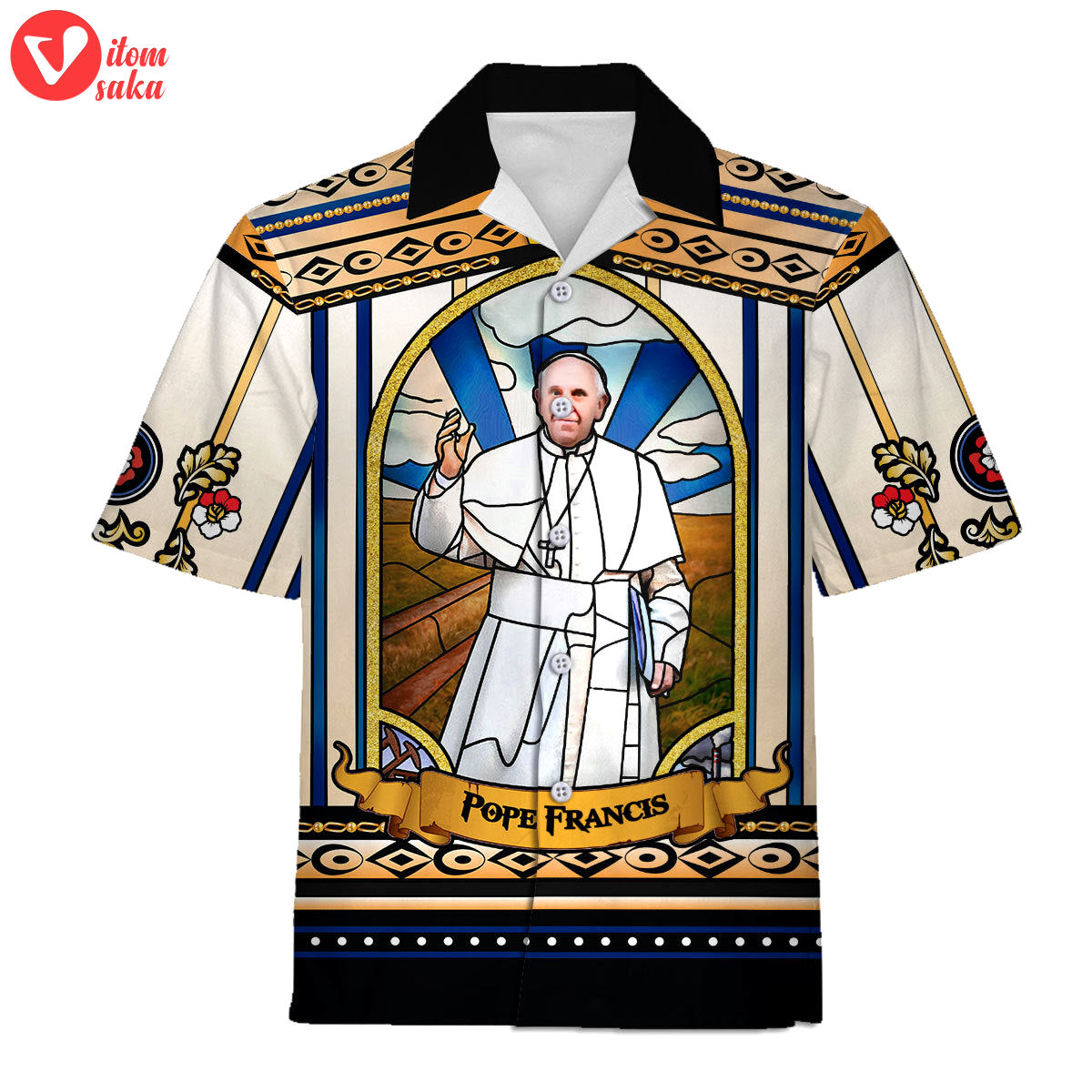 Hawaiian shirt pope francis stained glass 3d apparel – stormmerch exclusive