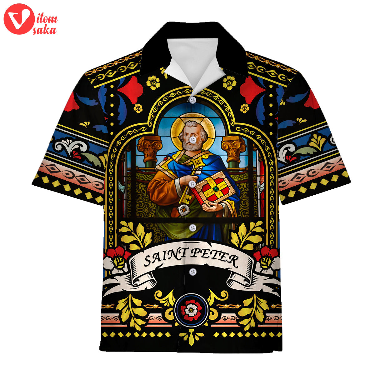 Hawaiian shirt pope st peter stained glass 3d apparel – stormmerch exclusive