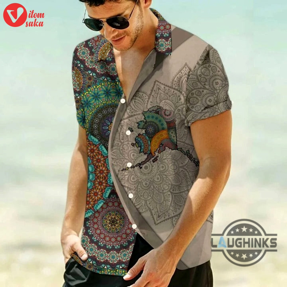 Hawaiian shirt unisex couples matching friends funny family hawaii shirt holiday gifts  alaska mandala aloha summer beach button up shirts and shorts