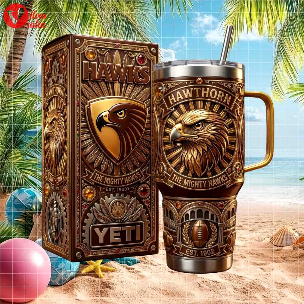 Hawthorn hawks the mighty hawks est 1902 afl 20oz men gift stainless steel insulated tumbler