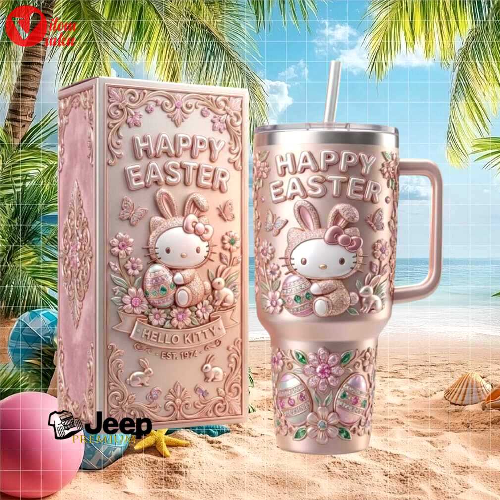 Hello kitty happy easter 3d embossed style 40oz pink tumbler
