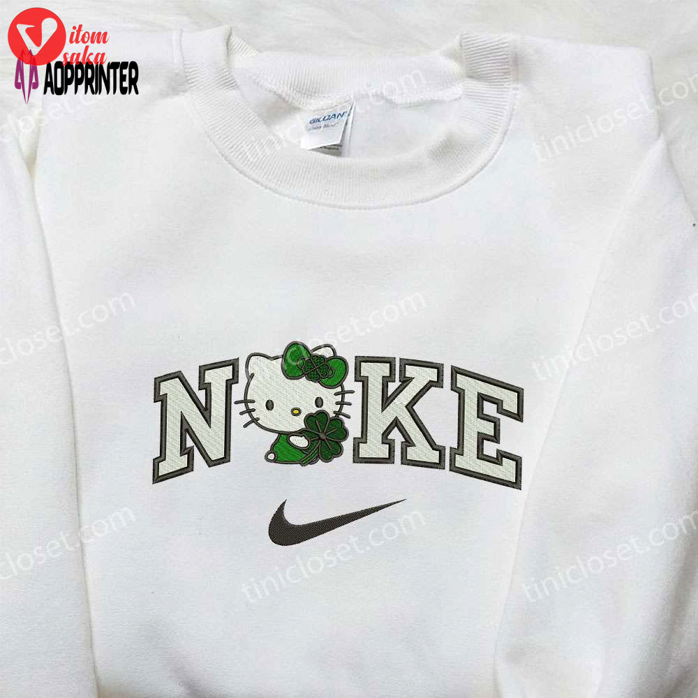 Hello kitty x nike embroidered shirt: four-leaf clover design cute gift for daughter