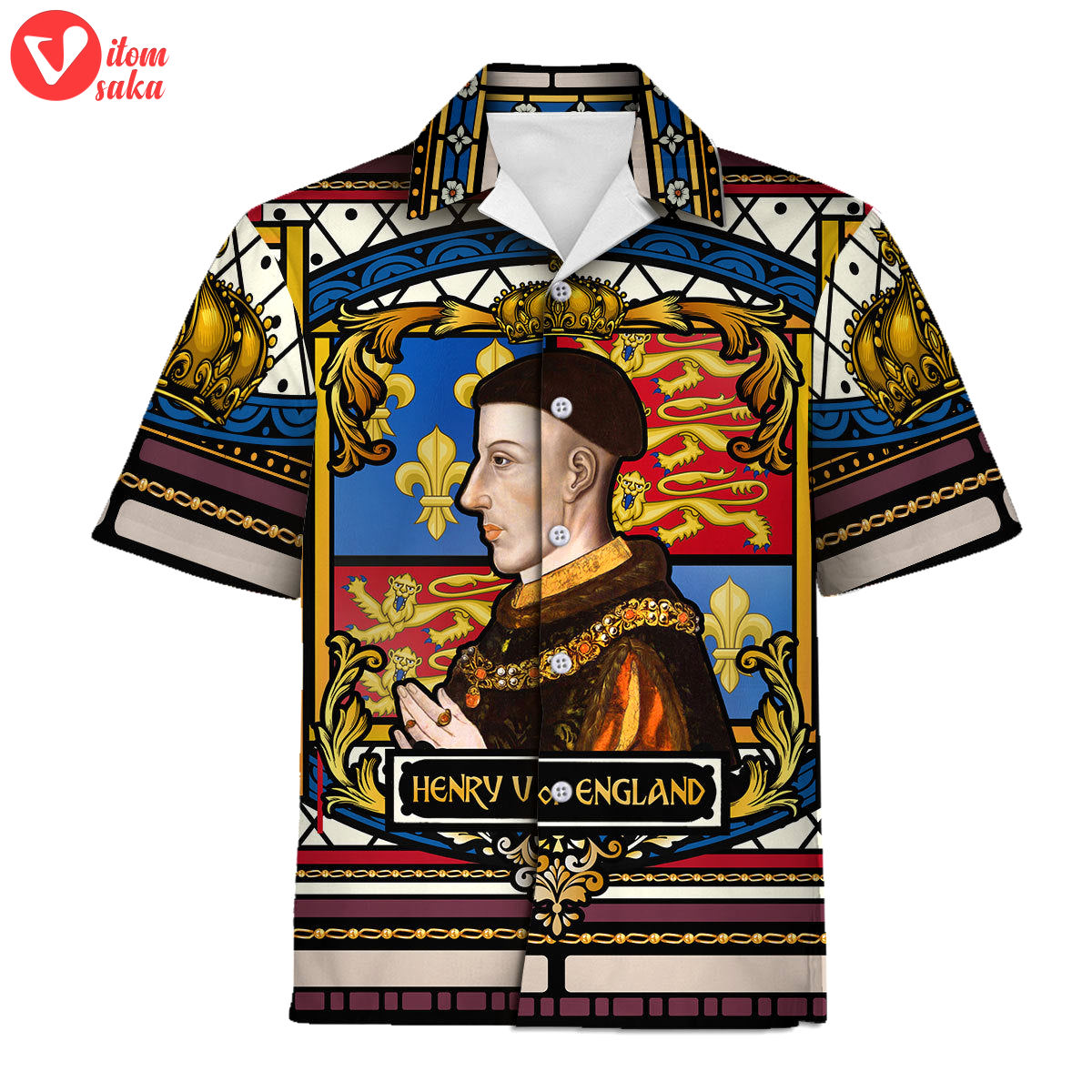 Henry v of england stained glass hawaiian shirt polo shirt – stormmerch exclusive