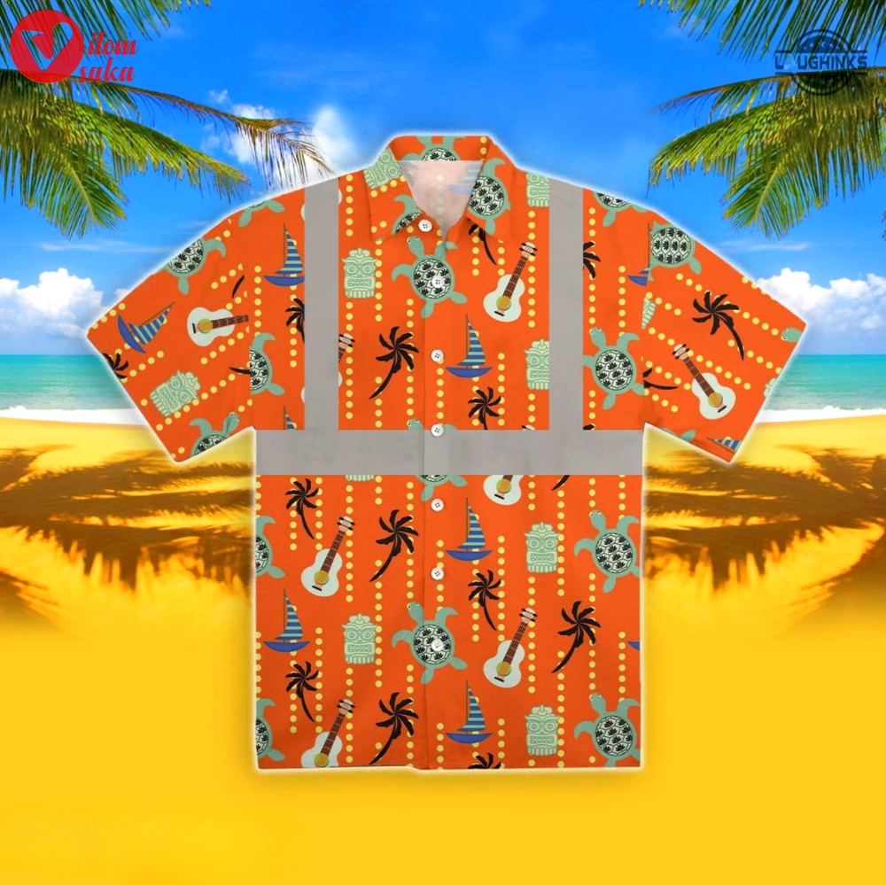 Hi vis aloha shirt high visibility clothing inspired by construction vest turtle orange hi vis summer gift hi vis hawaiian shirt hi vis jacket cosplay shirts and shorts