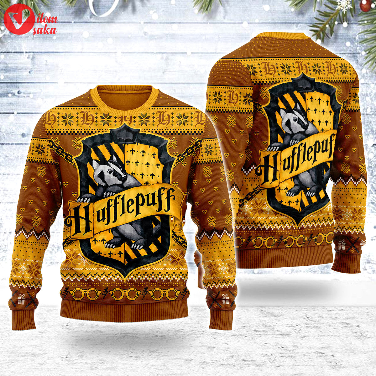 Ho ho hufflepuff christmas sweater – stormmerch exclusive