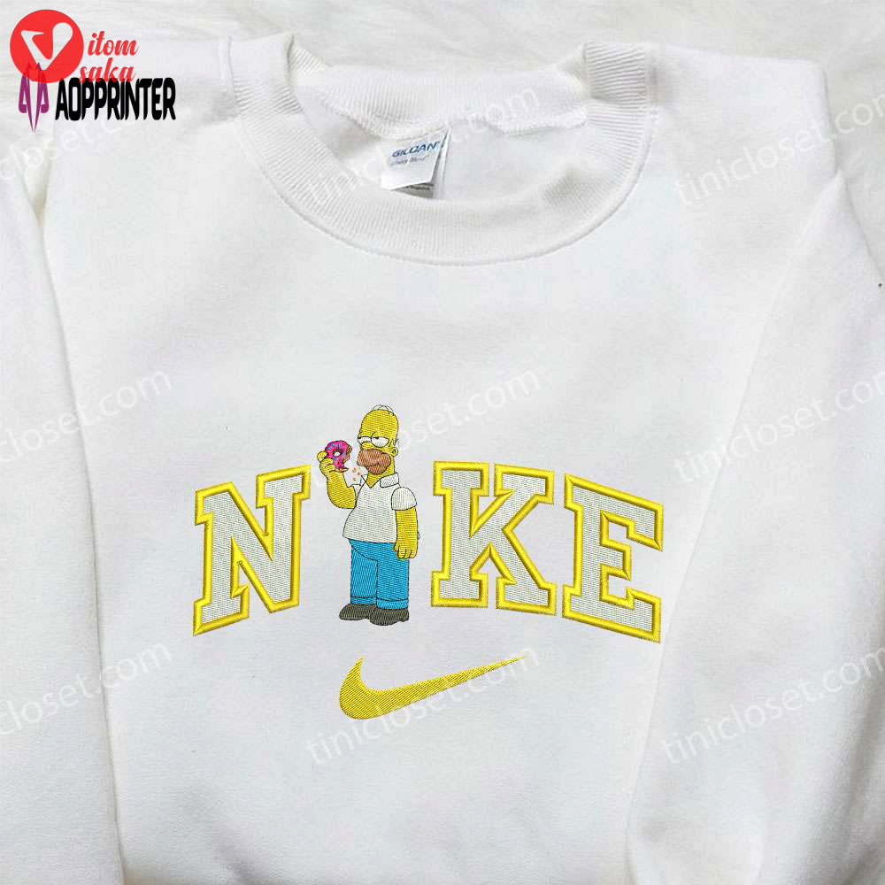 Homer eating donut x nike embroidered shirt – the simpsons custom apparel