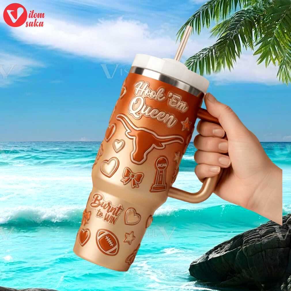 Hook ‘em queen texas longhorns burnt orange 40oz quencher tumbler