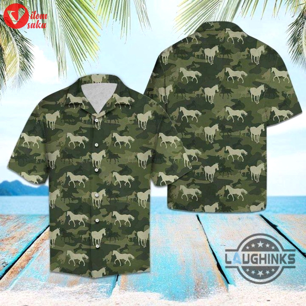 Horse camo tropical hawaiian shirt 131 aloha hawaii shirts aloha summer beach button up shirts and shorts new