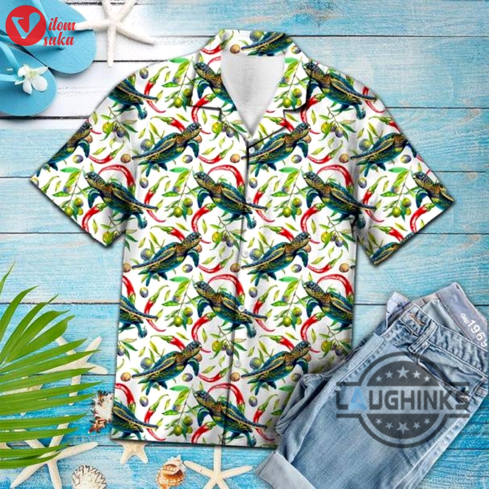 Hot chili peppers and turtle tropical hawaiian shirt 131 aloha hawaii shirts aloha summer beach button up shirts and shorts gift