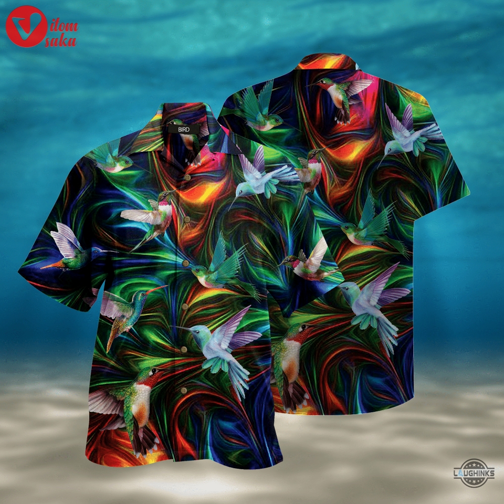 Hummingbird fantasy hawaiian shirt aloha summer beach button up shirts and shorts