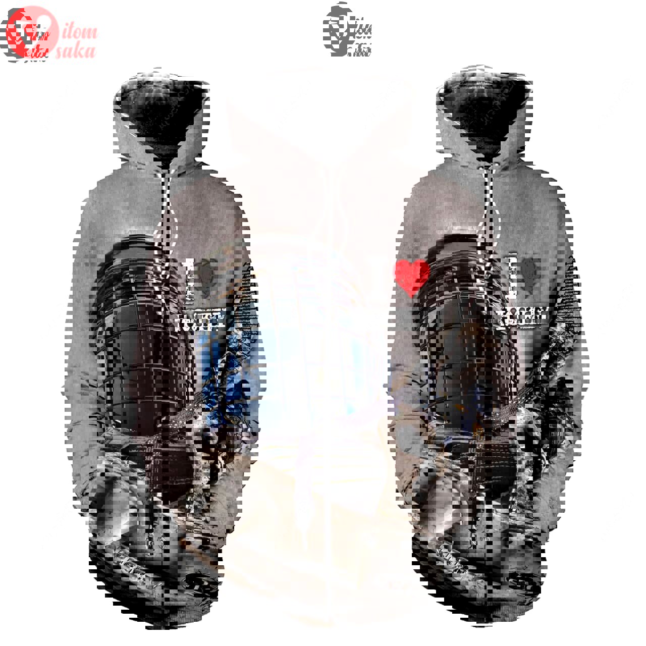 I love hockey vintage 3d all print hoodie, zip- up hoodie