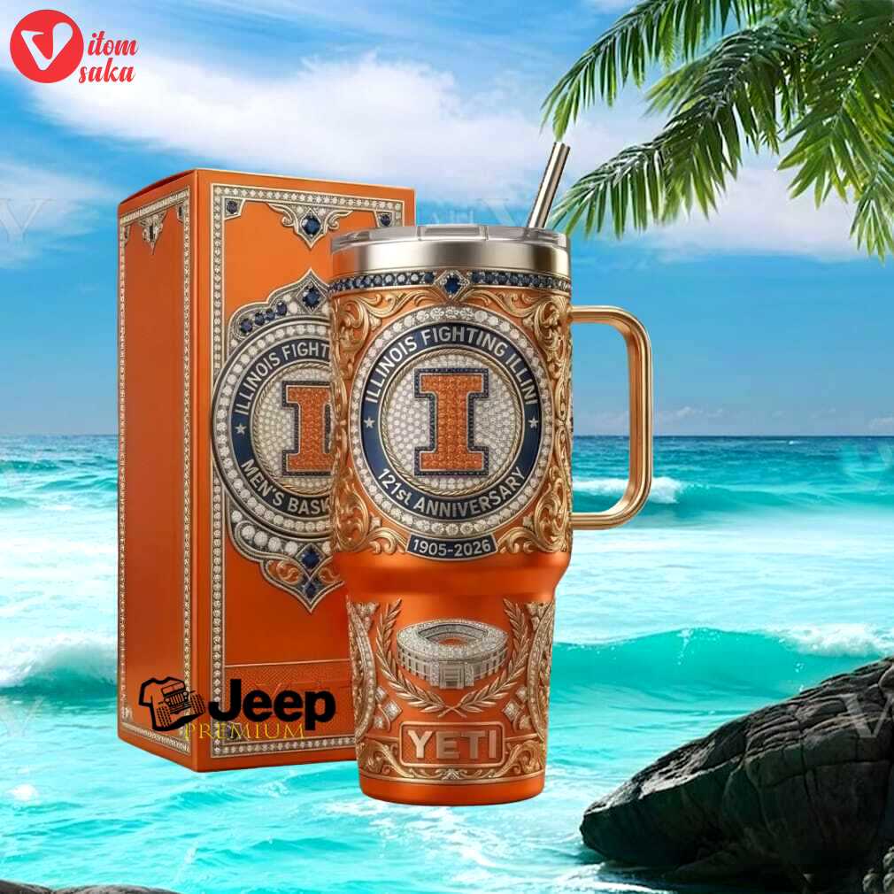 Illinois fighting illini men’s basketball 121st anniversary 1905 2026 vintage fan gift stainless steel insulated tumbler