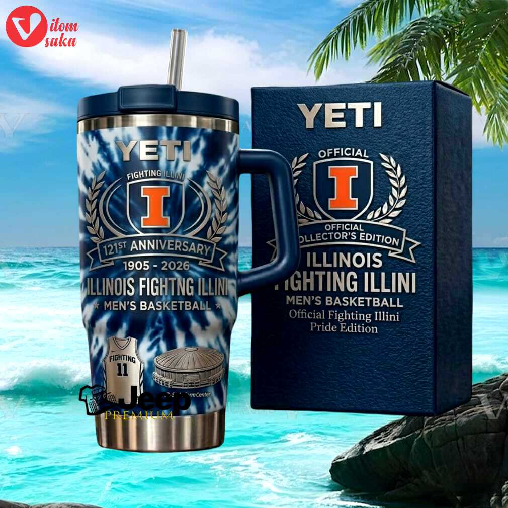 Illinois fighting illini men’s basketball 121st anniversary heritage pride gift stainless steel insulated tumbler