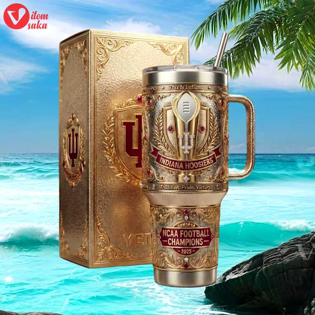 Indiana hoosiers 2025 ncaa football champions commemorative gold plated tumbler