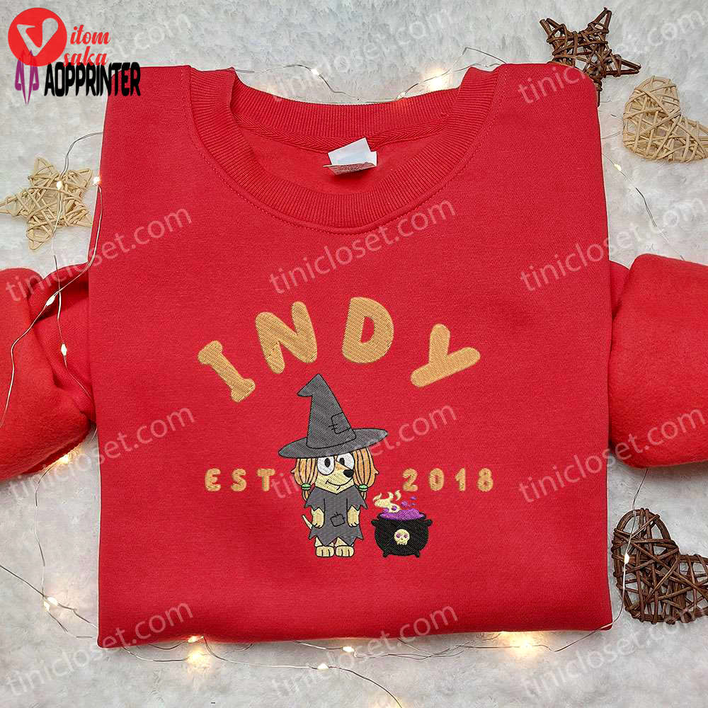 Indy witch embroidered shirt & bluey disney halloween sweatshirt: best halloween gift ideas