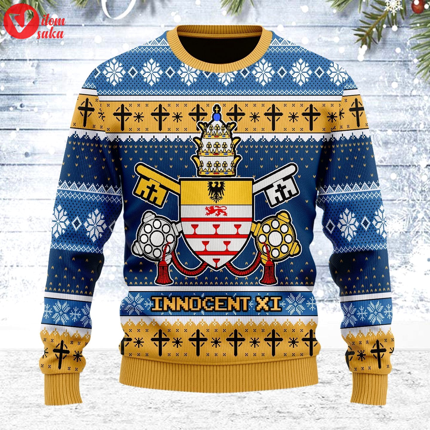 Innocent xi coat of arms ugly christmas sweater – stormmerch exclusive