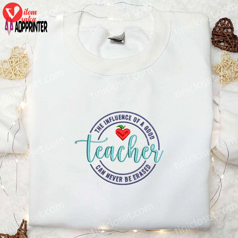 Inspiring teacher influence: erased embroidered shirt thanksgiving hoodie back to school gift