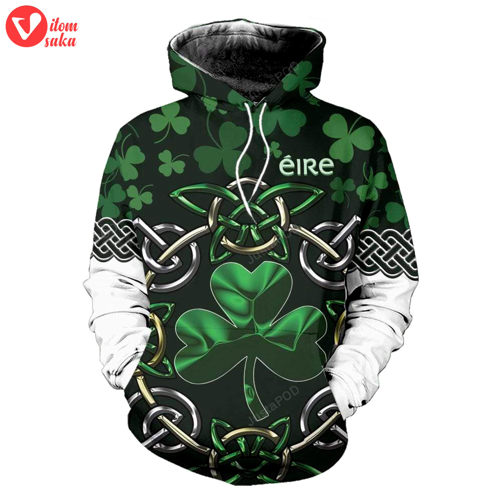 Irish shamrock saint patrick celtic cross 3d all print hoodie, zip- up hoodie