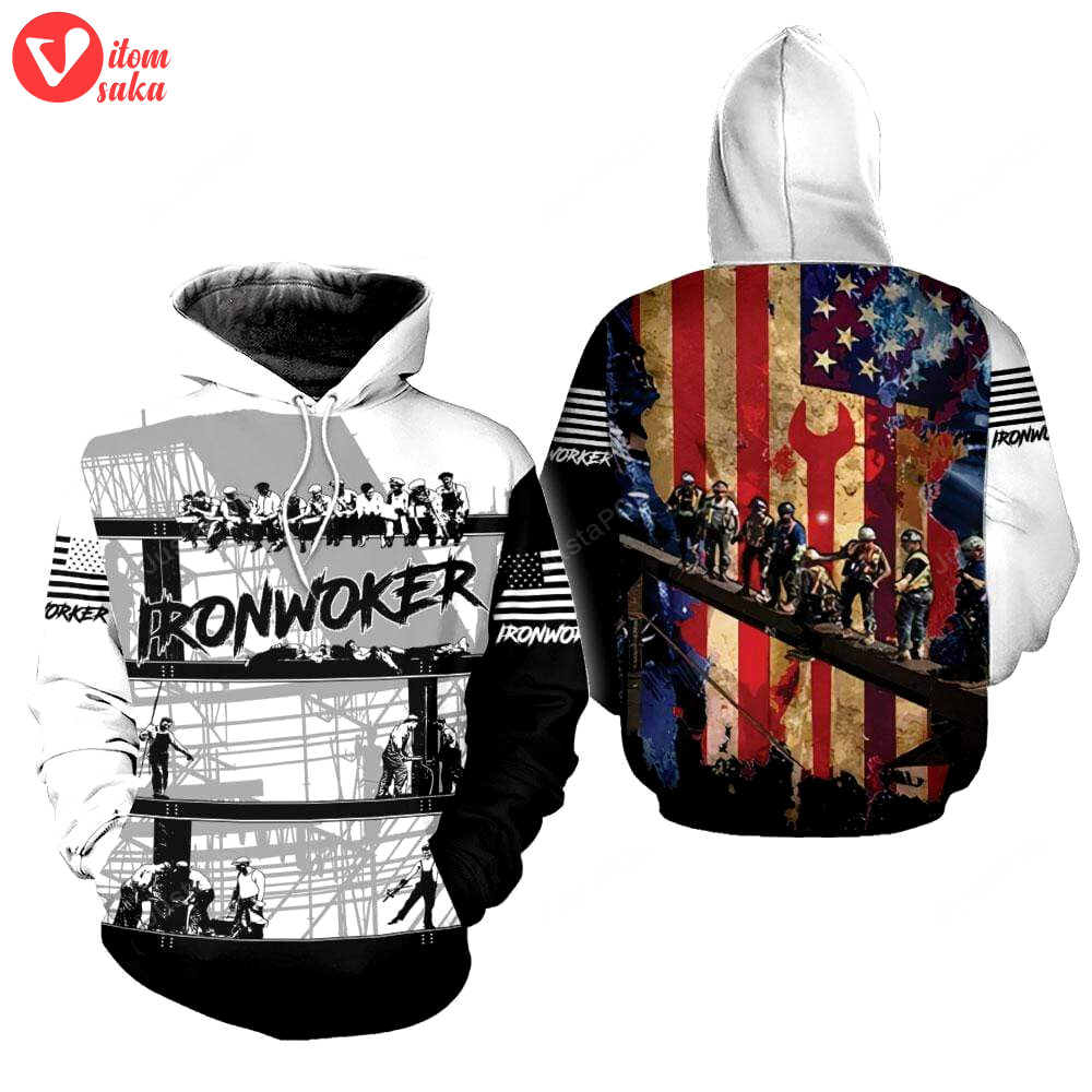 Ironworker in the struction 3d all print hoodie, zip- up hoodie