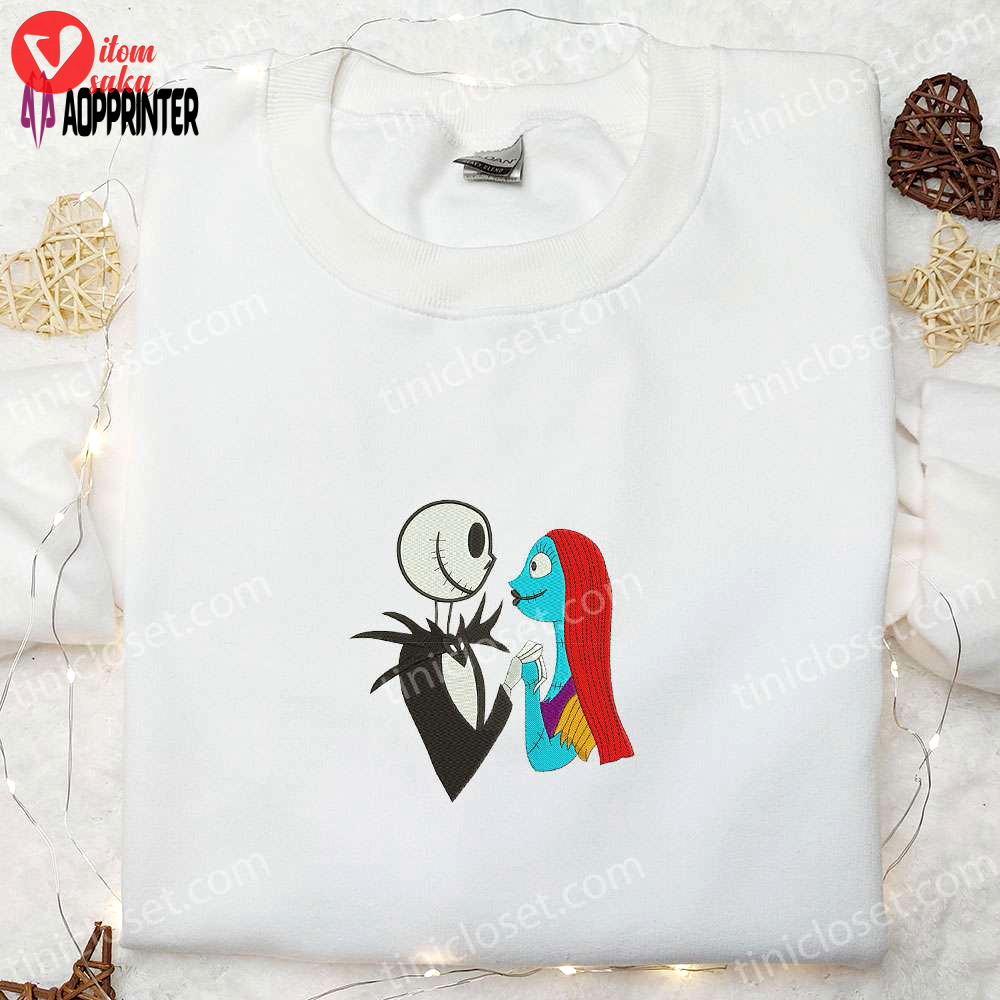 Jack and sally embroidered sweatshirt: nightmare before christmas hoodie & spirit halloween tee