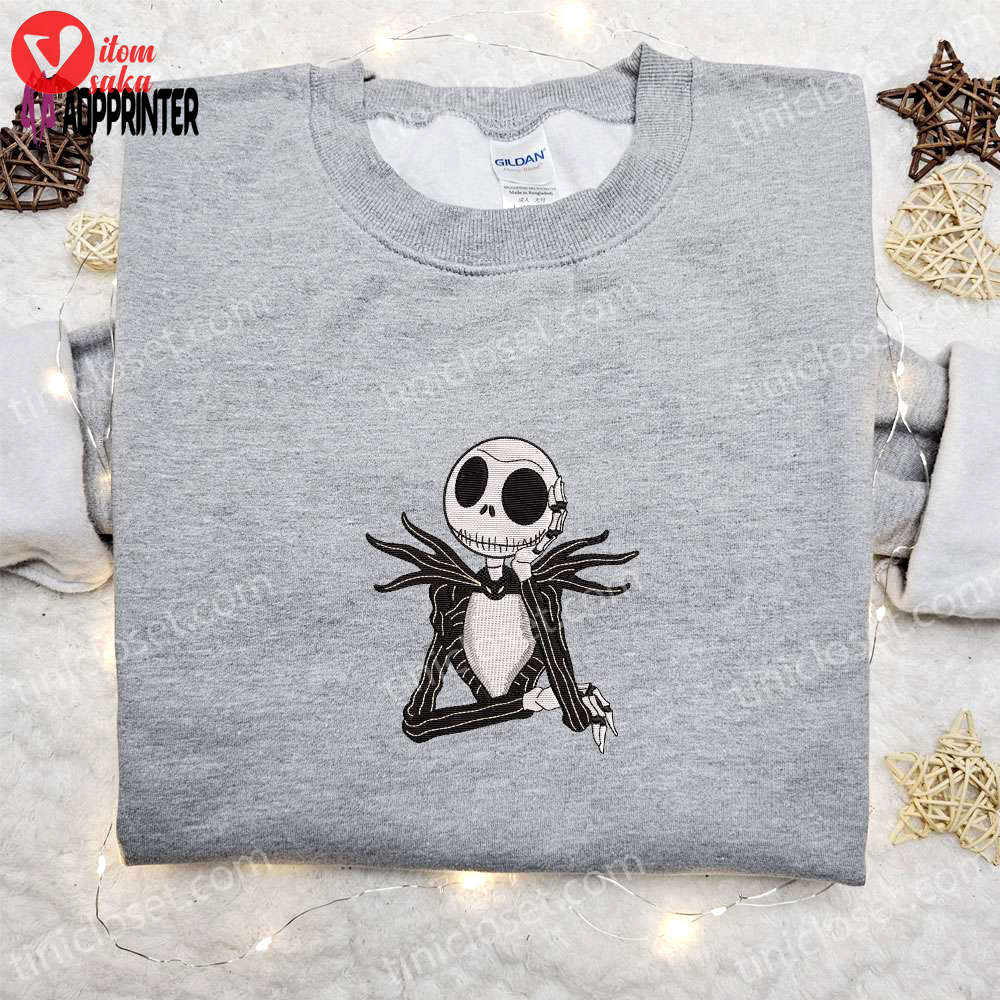 Jack skellington embroidered sweatshirt – the nightmare before christmas hoodie & spooky shirt