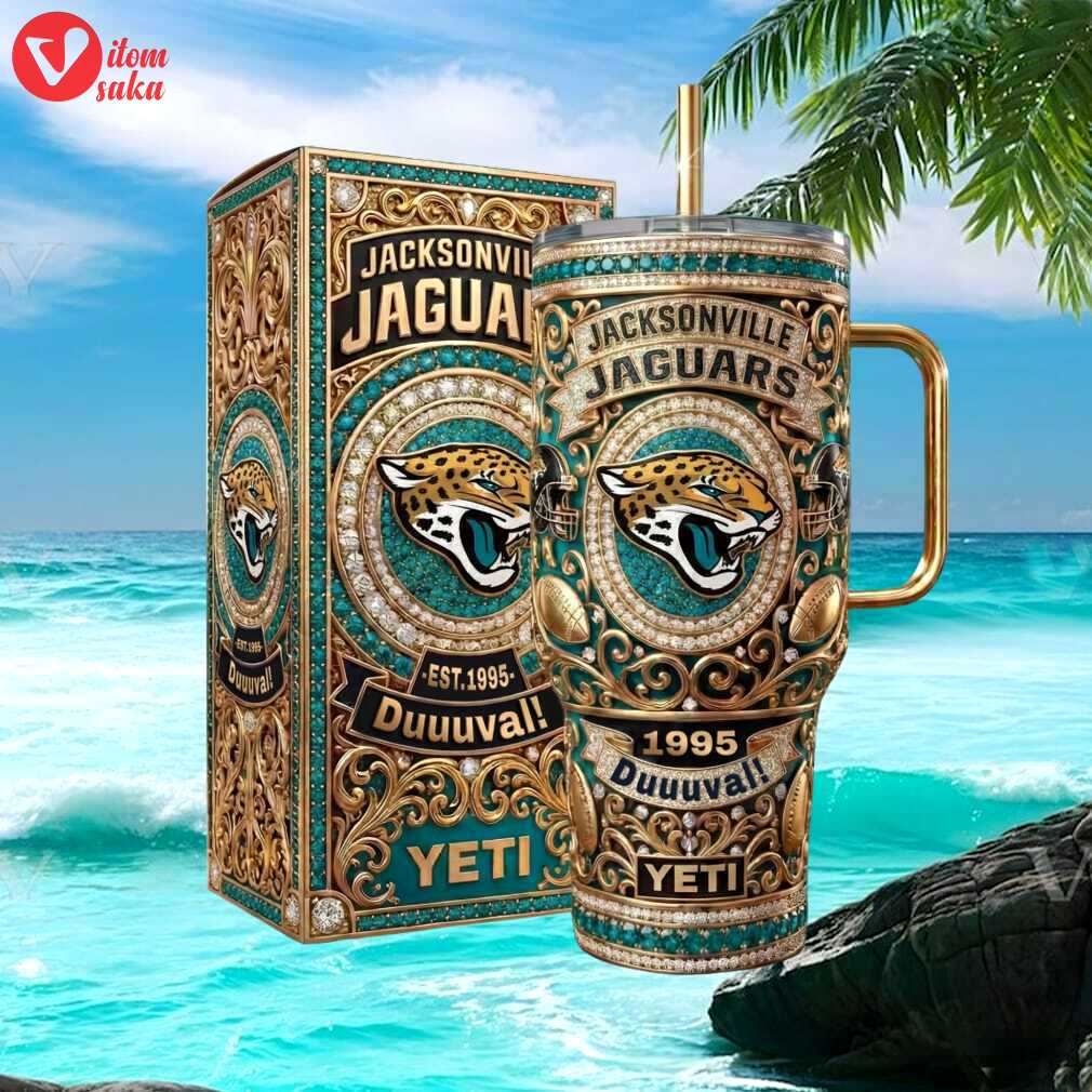 Jacksonville jaguars duuuval diamond studded 40oz travel tumbler