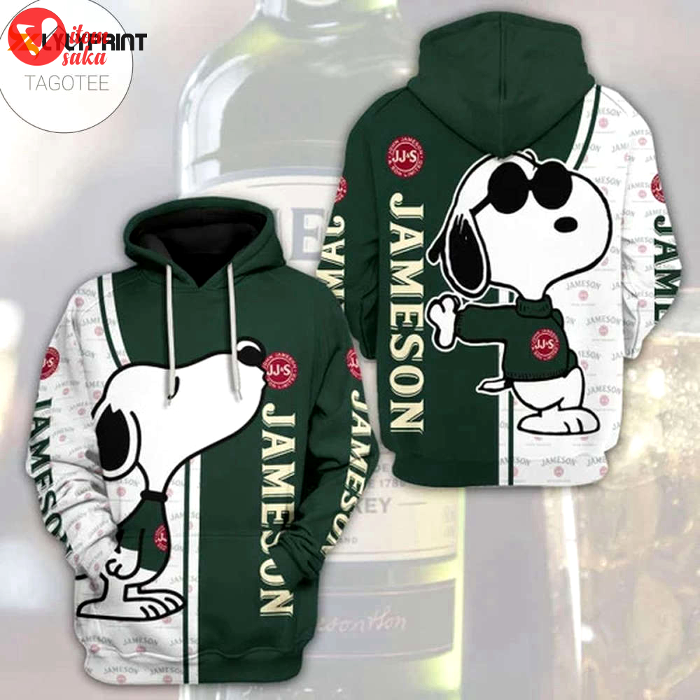 Jameson irish whiskey snoopy 3d all over print hoodie, zip hoodie