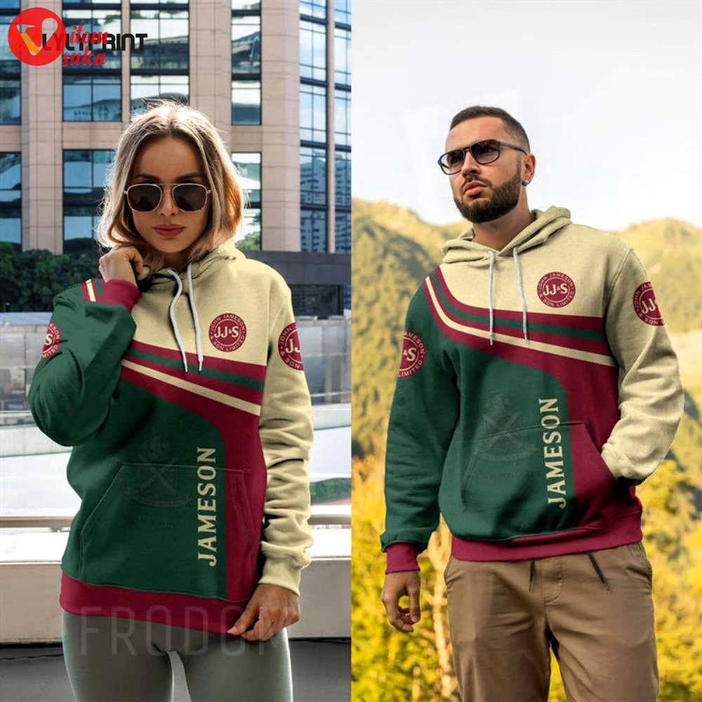 Jameson whiskey pullover & zip 3d all over print hoodie, zip hoodie