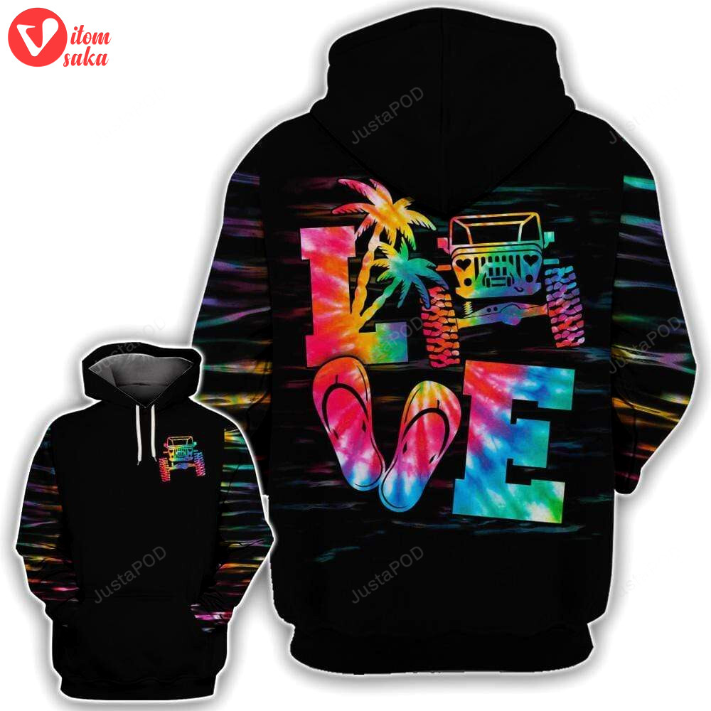 Jeep coloful light love 3d all print hoodie, zip- up hoodie