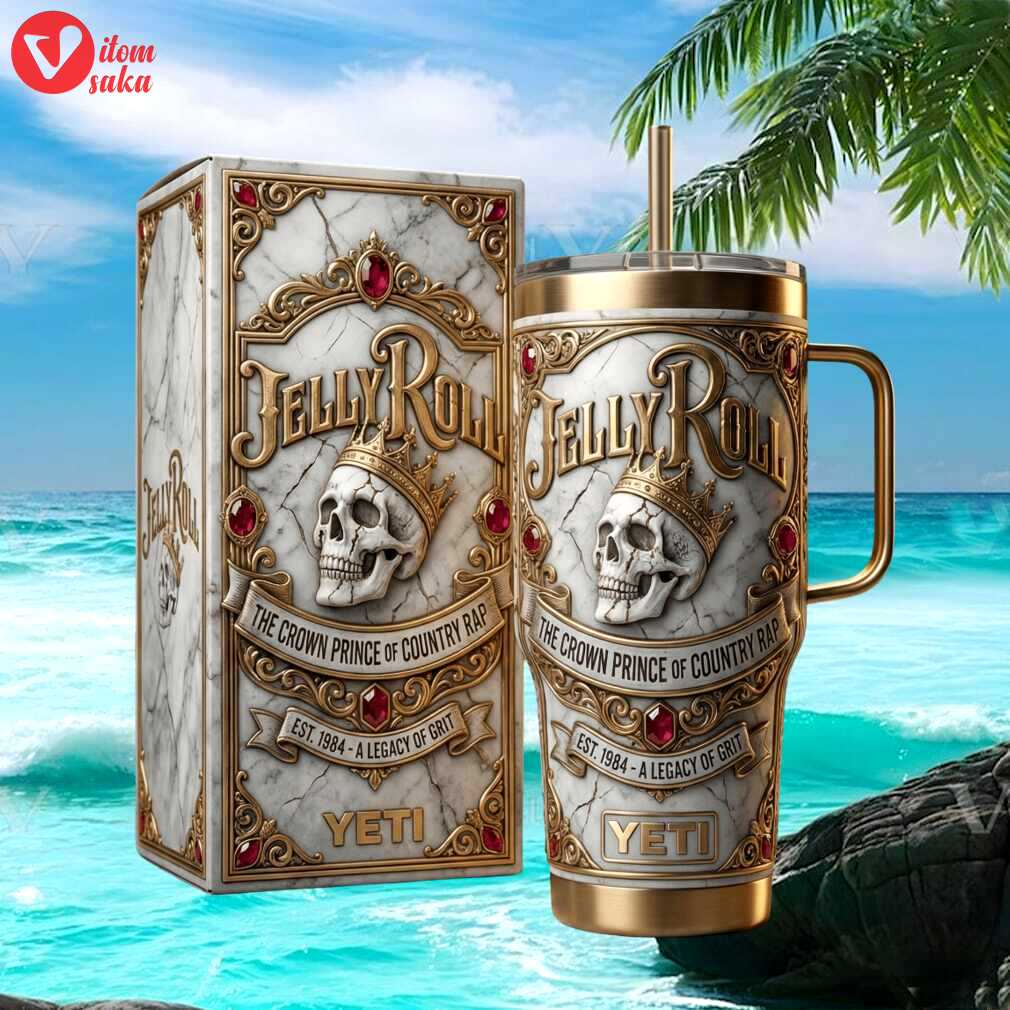 Jelly roll “the crown prince of country rap” marble & gold legacy tumbler