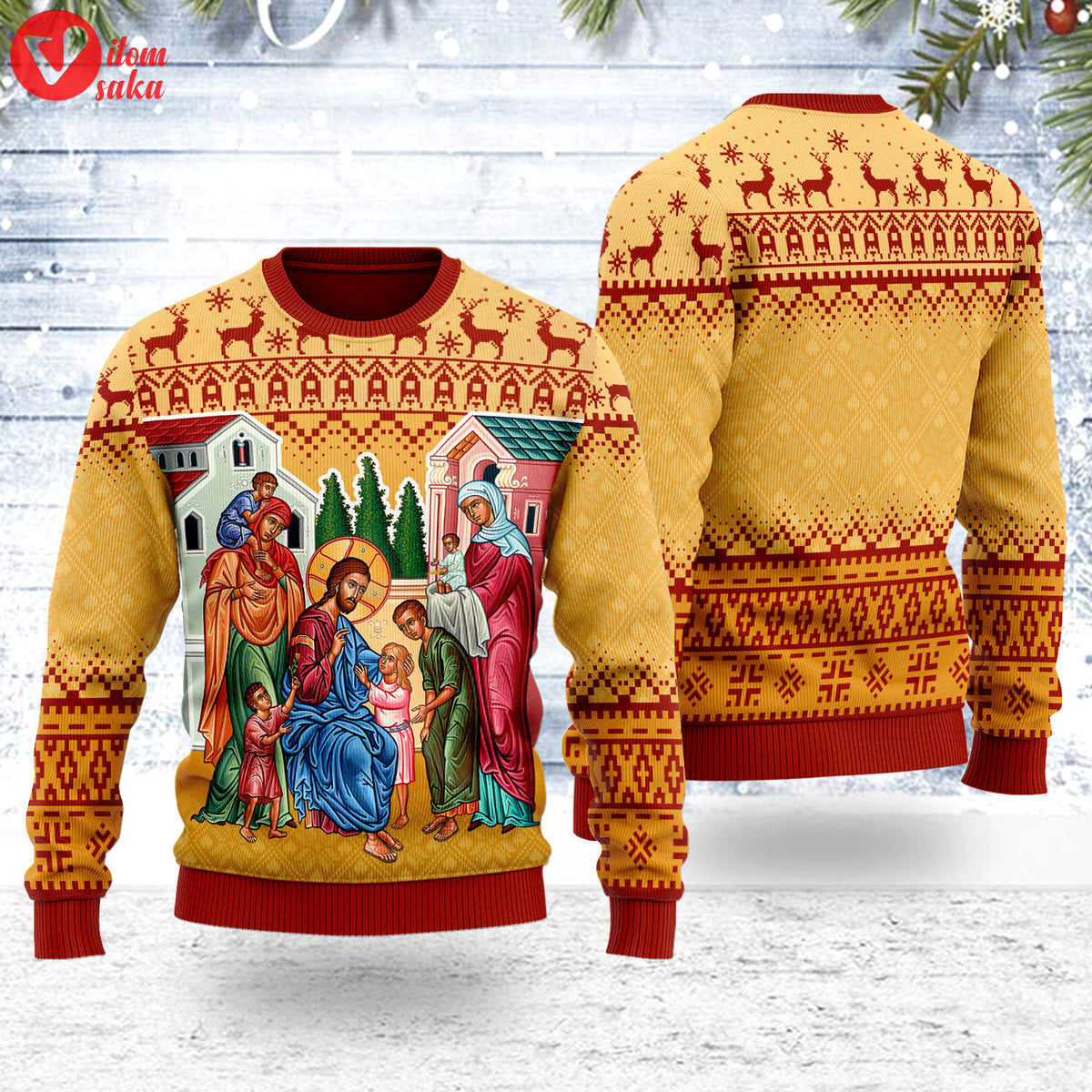 Jesus christ and the children christmas sweater – stormmerch exclusive