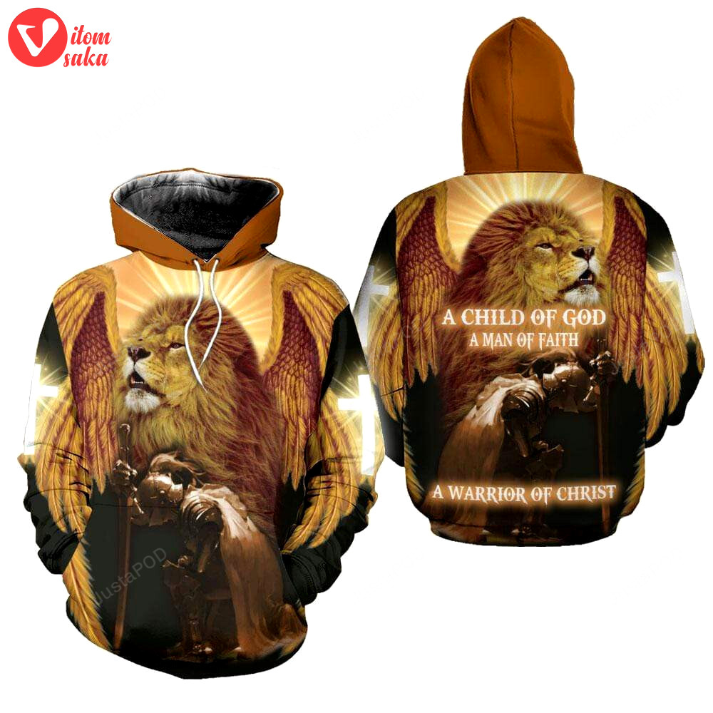 Jesus lion warrior of christ gold 3d all print hoodie, zip- up hoodie