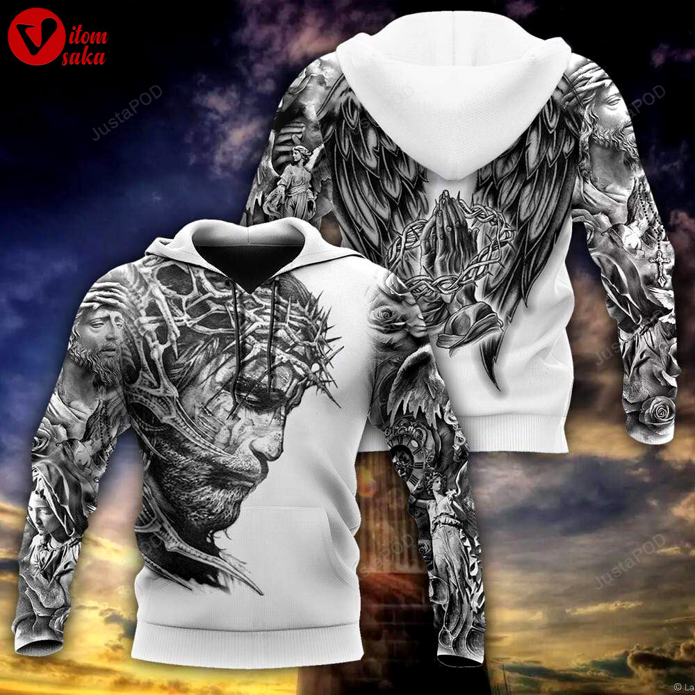 Jesus pray 3d all print hoodie, zip- up hoodie