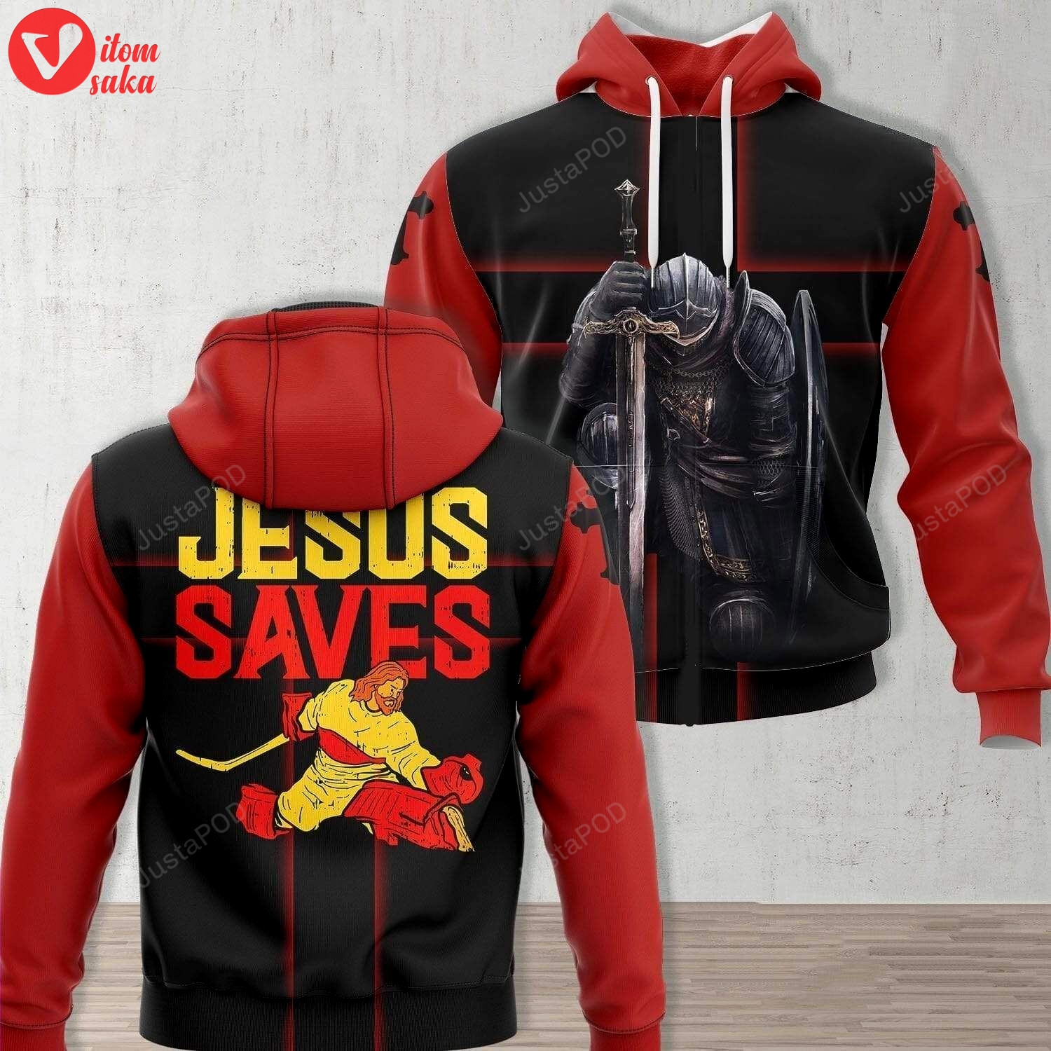 Jesus saves ice hockey 3d all over print hoodie, zip-up hoodie
