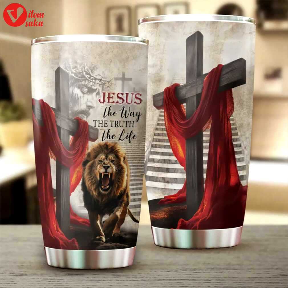 Jesus the lion of judah & cross stainless steel tumbler