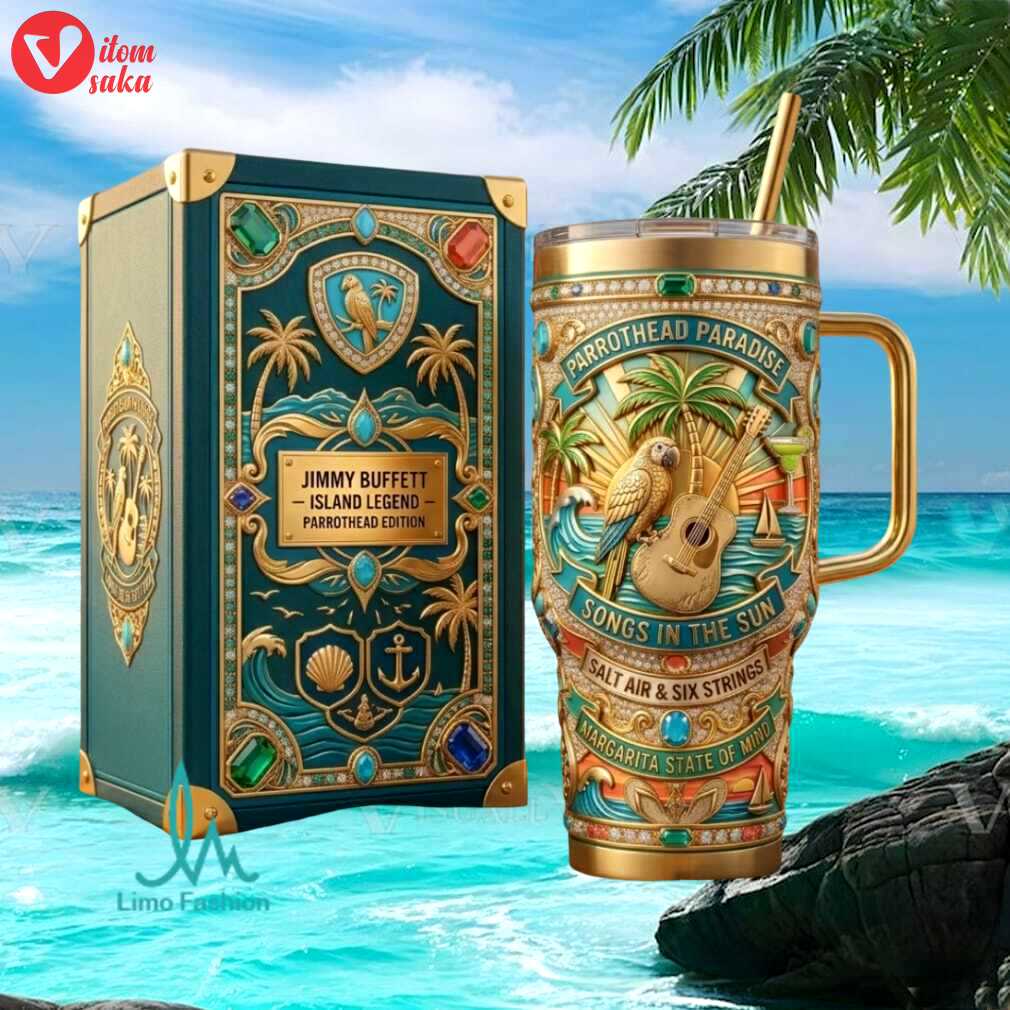 Jimmy buffett island legend parrothead edition vintage beach tribute 40oz stainless steel insulated tumbler