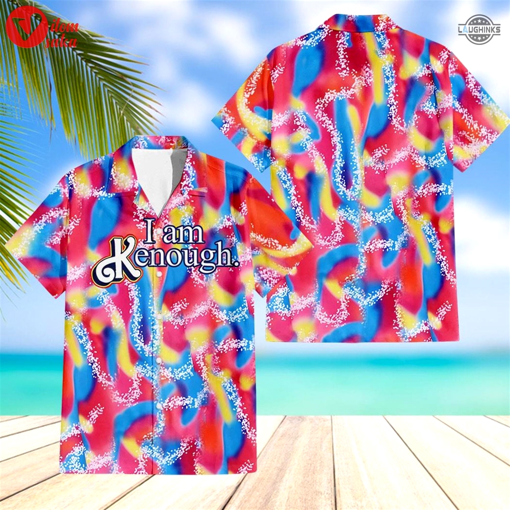 Ken hawaiian shirt and shorts barbie movie i am kenough ken ryan gosling rainbow aloha shirt i am enough malibu beach button up shirts ken costume new